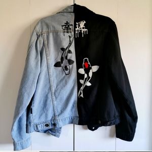 Split colors Japanese denim jacket